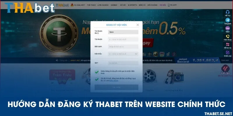 Hướng dẫn đăng ký THAbet trên website chính thức